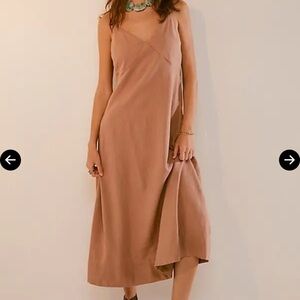 Free People Tan Sleeveless V-Neck Sundress
